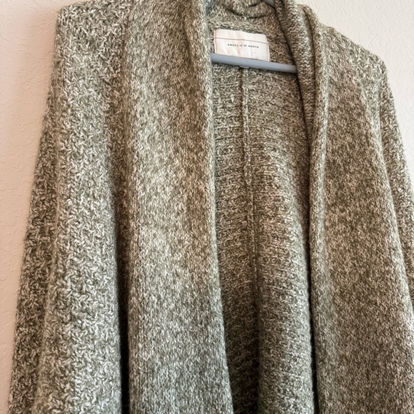 Anthro Angel of the North Cozy Green Plush Cardigan Sweater Petite Large - Picture 3 of 6